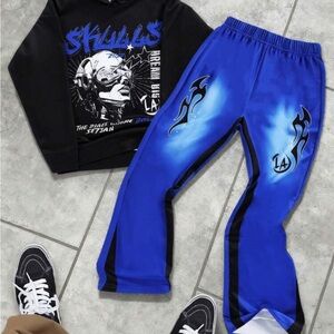 Blue Graphic Kids Jogger Pants